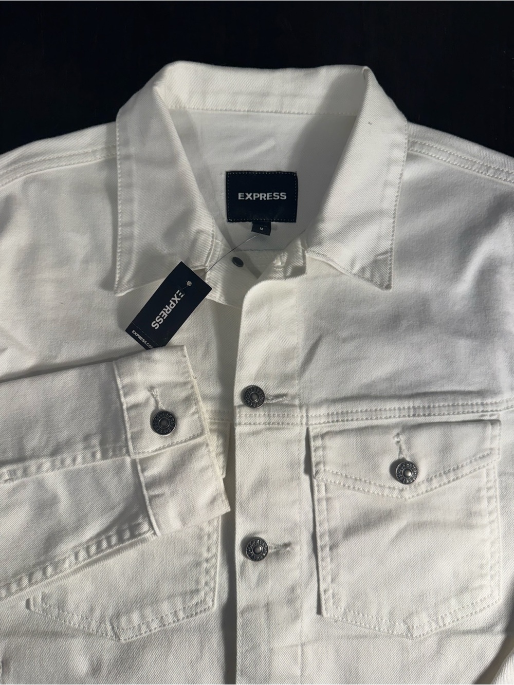 Express Men’s White Button-Front Denim Jacket NWT